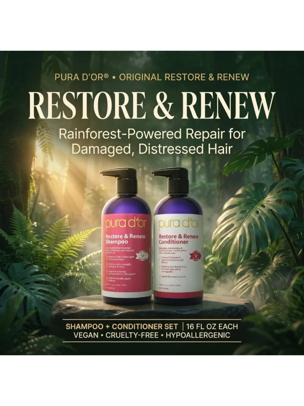 Revitalize Hair with Nourishing Shampoo & Conditioner Set - Organic Aloe